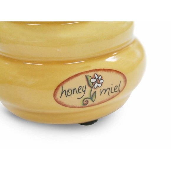 Joie Beehive Ceramic Honey Mini Jar Dipper Bee Handle Kitchen Sweet Storage NEW - Picture 3 of 4